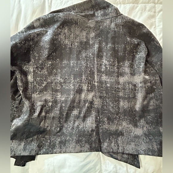 Eileen Fisher- Charcoal Grandeur Jacquard High Collar Blazer Jacket-M - Picture 8 of 8